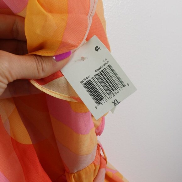 Aqua Printed One Shoulder Dress Orange Size XL‎ - Picture 4 of 6